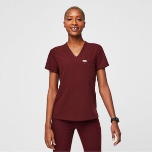 Figs Catarina Scrub Top - Burgundy - Size S